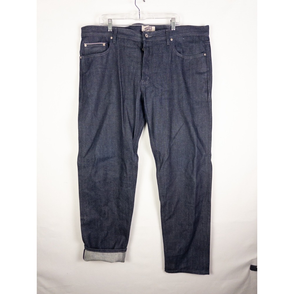 Naked & Famous Mens Selvedge Denim Raw Indigo Straight Jeans 44x34